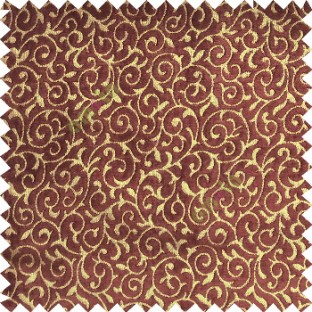 walnutt brown gold color traditional small swirls pattern carved designs velvet surface soft touch sofa fabric