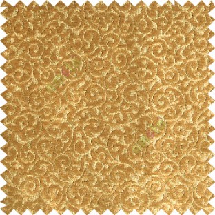 Gold color traditional small swirls pattern carved designs velvet surface soft touch sofa fabric