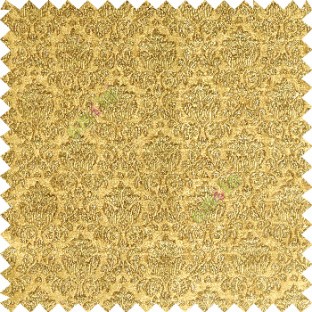 Gold color traditional small damask pattern floral leaf velvet surface soft touch sofa fabric