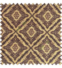 Dark chocolate brown gold color traditional moroccan pattern texture surface geometric square dice shapes slant crossing lines sofa fabric