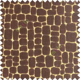 Dark chocolate brown gold color geometric square rectangular shapes texture surface velvet gravels pattern sofa fabric