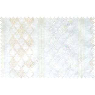 White beige color safavieh moroccan pattern with stripes poly sheer curtain - 112482