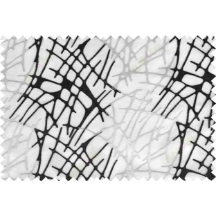 Black white beige color abstract design with embroidery poly sheer curtain - 112491
