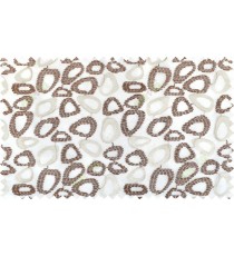 Brown beige white color geometric design poly sheer curtain - 112504