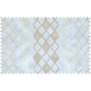 Beige white color safavieh moroccan pattern with stripes poly sheer curtain - 112514