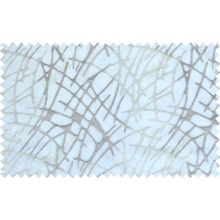 Grey white white color abstract design with emb poly sheer curtain - 112525