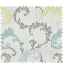Brown blue grey yellow colour floral paisley design polycotton main curtain designs