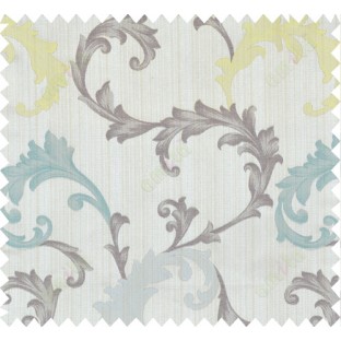 Brown blue grey yellow colour floral paisley design polycotton main curtain designs