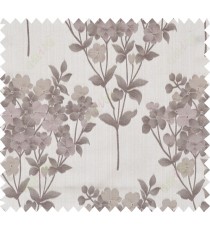 Brown purple beige natural floral design polycotton main curtain designs