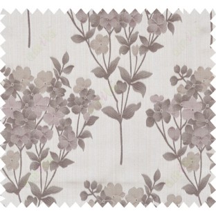 Brown purple beige natural floral design polycotton main curtain designs