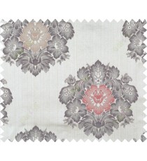 Red blue brown grey colour floral damask design polycotton main curtain designs