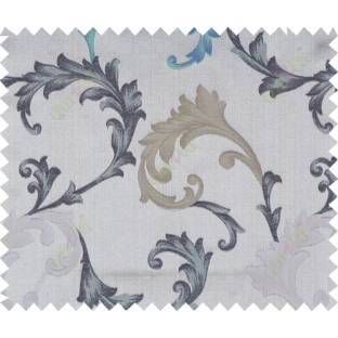Aqua blue black grey brown colour floral paisley design polycotton main curtain designs