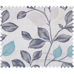 Aqua blue black brown grey silver colour beautiful natural floral design polycotton main curtain designs