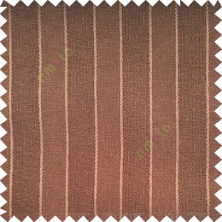 Dark chocolate brown color vertical parallel stripes texture finished with polyester transparent net finished base fabric small texture gradients sheer curtain
