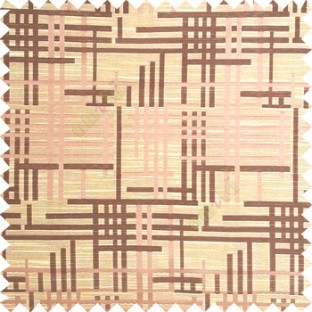 Brown beige color vertical and horizontal crossing lines abstract pattern puzzle lines texture finished polyester main curtain fabric