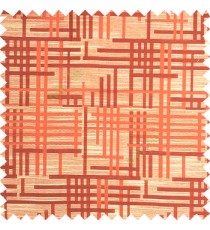 Orange beige color vertical and horizontal crossing lines abstract pattern puzzle lines texture finished polyester main curtain fabric