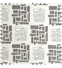 Black beige color rectangular and cube shapes geometric patterns horizontal lines polyester main curtain fabric