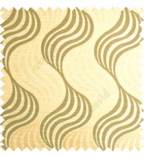 Gold green color vertical flowing waves ogee pattern texture finished background polyester main curtain fabric