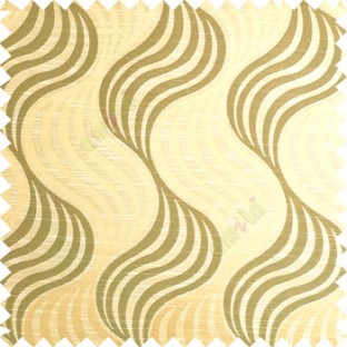 Gold green color vertical flowing waves ogee pattern texture finished background polyester main curtain fabric