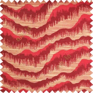 Maroon color horizontal flowing waves texture finished sound waves vertical hanging lines polyester main curtain fabric
