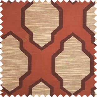 Dark brown with beige color traditional pattern horizontal lines ogee design polyester main curtain fabric