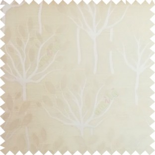 Beige color natural finished tree with leaf design texture and horizontal lines polyester main curtain fabric