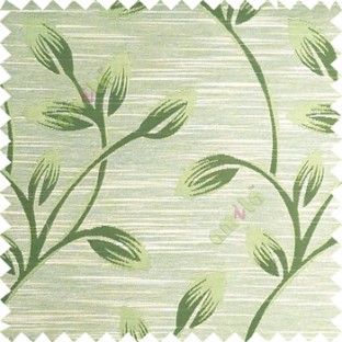 Green beige color beautiful long flower tree leaf pattern horizontal lines texture finished background polyester main curtain fabric