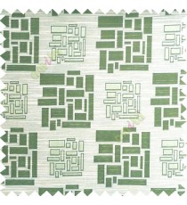 Green beige color rectangular and cube shapes geometric patterns horizontal lines polyester main curtain fabric