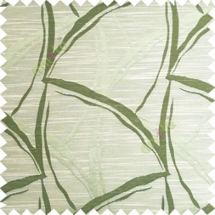 Green beige color long leaf design texture finished surface horizontal coloured lines polyester main curtain fabric