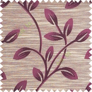 Purple color beautiful long flower tree leaf pattern horizontal lines texture finished background polyester main curtain fabric