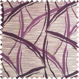 Purple color long leaf design texture finished surface horizontal coloured lines polyester main curtain fabric