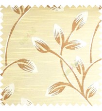 Beige and brown color beautiful long flower tree leaf pattern horizontal lines texture finished background polyester main curtain fabric