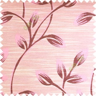 Baby pink color beautiful long flower tree leaf pattern horizontal lines texture finished background polyester main curtain fabric