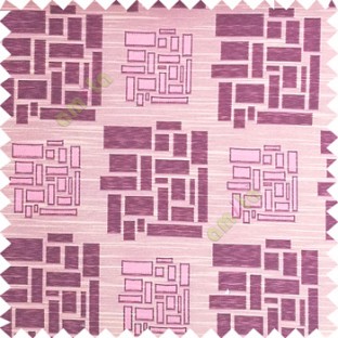 Baby pink color rectangular and cube shapes geometric patterns horizontal lines polyester main curtain fabric