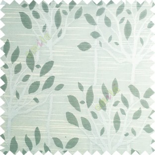 Light blue beige color natural finished tree with leaf design texture and horizontal lines polyester main curtain fabric