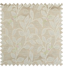 Brown beige color floral pattern polycotton main curtain designs