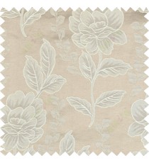 Brown beige color natural floral design polycotton main curtain designs