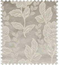 Grey beige color natural floral design polycotton main curtain designs