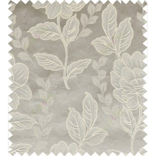 Grey beige color natural floral design polycotton main curtain designs