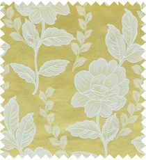 Yellow beige color natural floral design polycotton main curtain designs