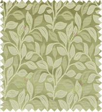 Green beige color floral pattern polycotton main curtain designs