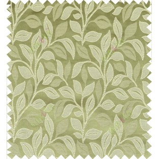 Green beige color floral pattern polycotton main curtain designs