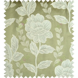 Green beige color natural floral design polycotton main curtain designs