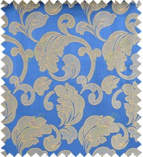 Blue yellow color traditional design polycotton main curtain designs