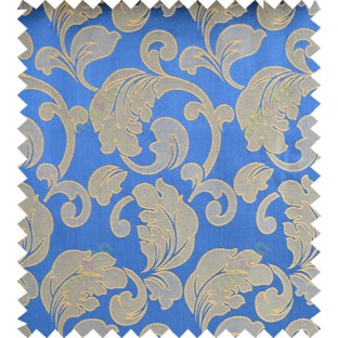 Blue yellow color traditional design polycotton main curtain designs