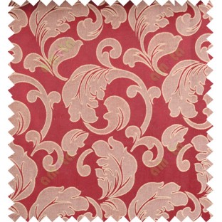 Red beige color traditional design polycotton main curtain designs