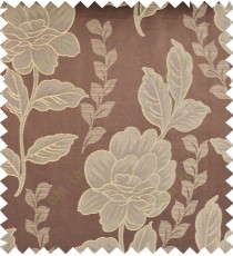 Beige brown color natural floral design polycotton main curtain designs