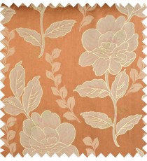 Orange beige color natural floral design polycotton main curtain designs