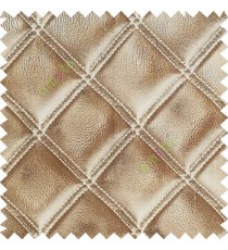 Brown beige white color geometric dice square shapes double stitched fabric leatherette surface 3D look finished pure cotton sofa fabric