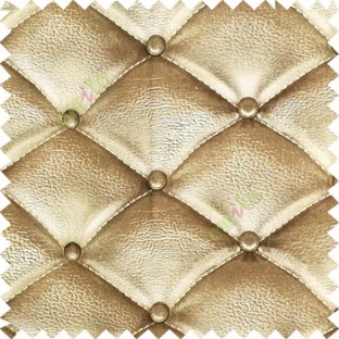 Brown beige white color geometric dice square and circle shapes stitched fabric leatherette surface 3D look finished button support pure cotton sofa fabric